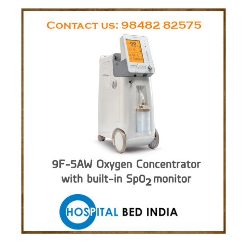 Buy 9F-5AW Oxygen concentrator Online. The 9F-5AW Oxygen Concentrator has a built-in pulse oximeter with retractable cable and a large back-lit LCD screen for continuous monitoring of oxygen saturation of the patient.
For More Info Visit : 
http://hospitalbedindia.com
Email Us : mohankmadan@gmail.com 
Call : 9848282575