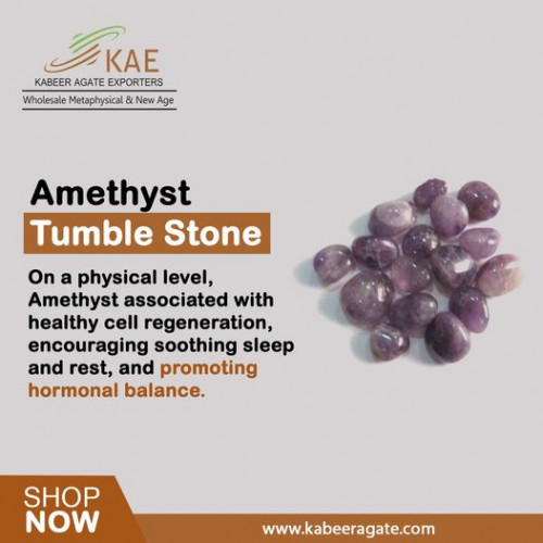 Amethyst Tumble Stone
On a physical level, Amethyst associated with healthy cell regeneration, encouraging soothing sleep and rest, and promoting hormonal balance.
http://www.kabeeragate.com