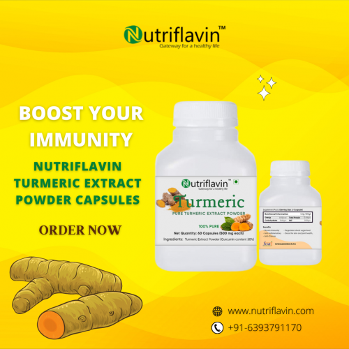 Turmeric Extract is a worldwide used tall plant often called golden spice. Turmeric acts as a natural immunity-boosting agent for the human body. Daily consumption of Turmeric capsules keeps the immunity level high in the body, it also regulates the blood sugar level of the body. Regular consumption of Nutriflavin Turmeric Extract Powder Capsules is exceptionally beneficial for skin and joint health. Buy now: https://nutriflavin.com/product/turmeric-extract-powder-capsules/