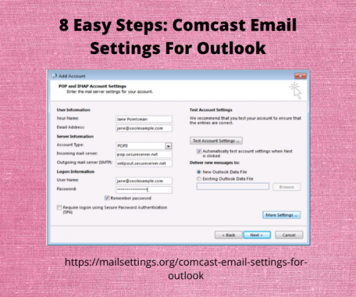 Comcast Email Settings For Outlook