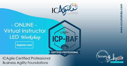 The ICAgile Certified Professional in Business Agility Foundations (ICP-BAF) is intended to jumpstart the organizational and individual transformation towards a more responsive, value-driven reality. This highly experiential set of learning objectives equips participants with new knowledge, tools, and techniques to implement immediately. For further details, Visit: https://bit.ly/3pCmubd