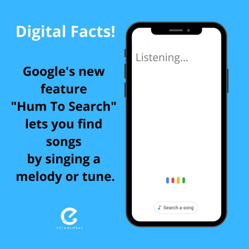 Google's new feature "Hum To Search" lets you find songs by singing a melody or tune.

#digitalfacts #onlinementor #getmotivated #entrepreneurialspirit #skillsbuilding #businessgoals #businessmindset #businesstips #businessstrategy #businessinsider #succesfulquotes #businessinspiration #digitalmarketing #facts #digital #fact #knowledge #factsdaily #dailyfacts #amazingfacts #funfacts #knowledgeispower #interestingfacts #factz #truefacts #instafacts #generalknowledge #factsoflife #allfacts #india #realfacts #factoftheday #coolfacts

https://www.estaglobal.in/