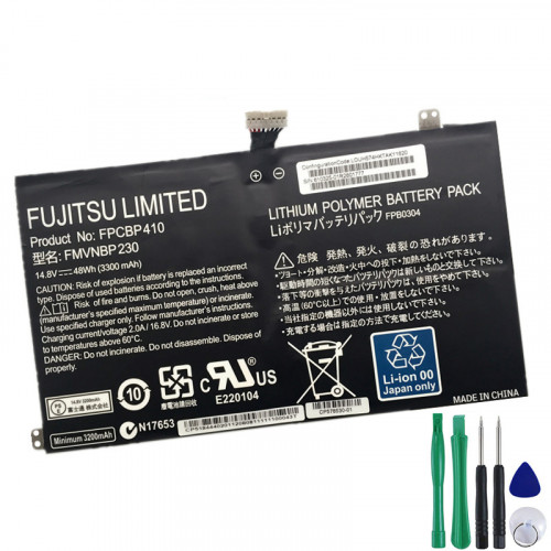 Original Batería Fujitsu AU554C 48Wh
 https://www.es-adaptador.com/original-bater%C3%ADa-fujitsu-au554c-48wh-p-84673.html 
nfo producto
Tipo: Li-ion
Voltaje (Volt): 14.8 Volt
Capacidad: 3300 mAh / 48 Wh / 4-Célula
Color: Negro
Condición: Nuevo,100% Original
Garantía: 6 meses de garantía y 30 días de devolución de dinero
Paquete incluido:
1 x Batería Fujitsu (con herramientas)
Modelo Compatible:
FPCBP410 Fujitsu, CP568050-XX Fujitsu, FUJ:CP671425-XX Fujitsu, CP671425-01 Fujitsu, 34045898 Fujitsu, 38036673 Fujitsu, FPB0304 Fujitsu, FMVNBP230 Fujitsu,