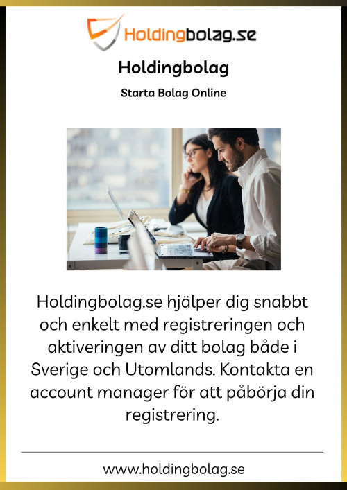 Holdingbolag.se at https://holdingbolag.se is the best platform to register and company online fast and easy. We have helped over 2000 business owners register their companies online, both in Sweden and internationally.