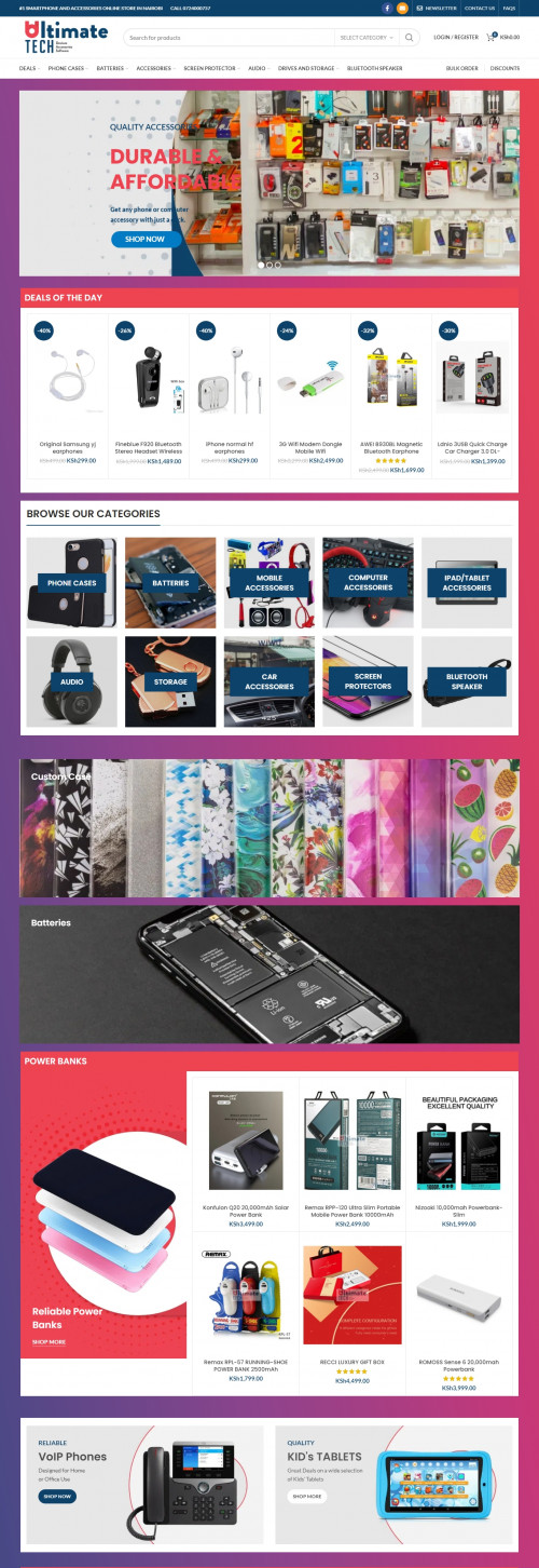 Ultimate Accessories is a leading online retailer of computer and phone accessories. We sell high quality products sourced from top brands. Shop Now!

Ultimate Accessories is an online store in Nairobi selling smartphone and computer accessories.

#Buymacaccessoriesonline #CarBluetoothModulatorKenya #flashdiskpriceinKenya #headphonespriceinKenya #liquidscreenprotector #iPadbatteriesKenya #TabletbatteriesKenya #hplaptopbatterypriceKenya #LenovolaptopbatterypriceinKenya #laptopbatteryforsaleKenya #DellLaptopBatterypriceKenya #HuaweiphonebatterypriceKenya #NokiaphonebatterypriceKenya #InfinixphonebatterypriceKenya

Web:-https://ultimatetech.co.ke/