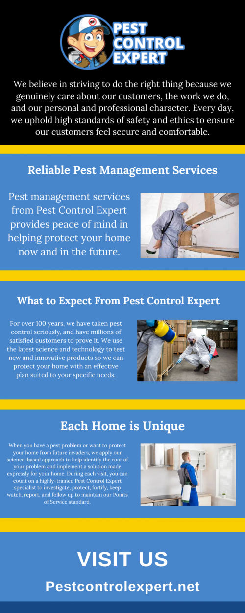 We want to make our community a better place, and part of that is being a friendly, helpful neighbor. We think kindness is contagious, and we believe small gestures can have a big impact. To know more visit here: https://pestcontrolexpert.net