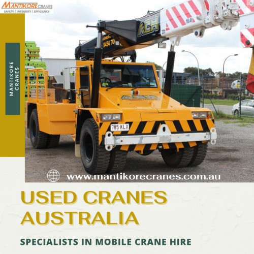 Find used cranes Australia? Mantikore Cranes is a cranes specialist with over 20 years’ experience in the construction industries. We Provide the best cranes for sale or hire. Our Crane is highly being used at construction sites to make the entire work stress-free and increase the productivity. We are providing Tower Cranes, Mobile Cranes, Self-Erecting Cranes, and Electric Luffing Cranes. We have an excellent team of dedicated and highly trained operators who will have no trouble in completing your job requirements to the highest level of satisfaction. Also, get effective solutions for any requirements of your projects for the best price & service, visit our website today!   Book Consultation 1300626845.
Website:  https://mantikorecranes.com.au/

Contact us at 1300626845. 
Address:  PO BOX 135 Cobbitty NSW, 2570 Australia
Email:  info@mantikorecranes.com.au 
Opening Hours:  Monday to Friday from 7 am to 7 pm