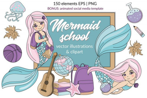 Vector Mermaid school