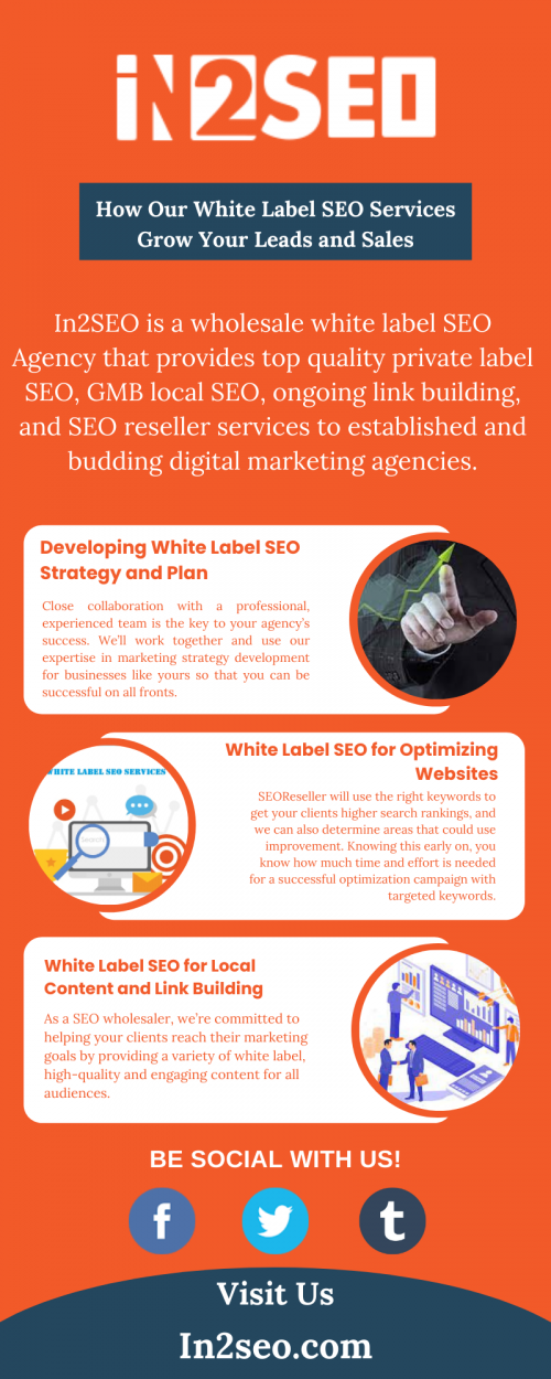 In2SEO is a wholesale white label SEO Agency that provides top quality private label SEO, GMB local SEO, ongoing link building, and SEO reseller services to established and budding digital marketing agencies. We are one of the best SEO outsourcing agencies in the industry in terms of quality of services. We provide affordable white label SEO packages and plans. In2SEO is your trusted internet marketing and search engine optimization partner. To know more visit here: https://in2seo.com/