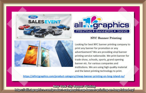 Looking for best NYC banner printing company to print any banner for promotion or any advertisement? We are providing vinyl banner printing service nationwide. We print banner for trade show, schools, sports, grand opening banner etc. for various companies and institutions. We are using high quality material and the latest printing technology to print.
https://bit.ly/399GYEC