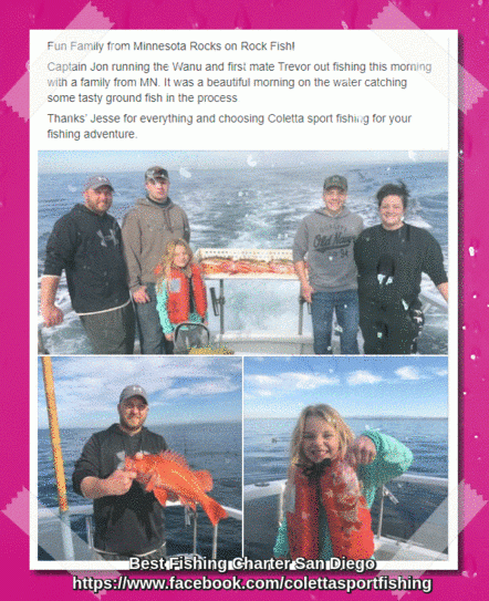 Coletta Sport fishing in San Diego has the best fishing charter boat. Wanu the boat offers great flexibility of fishing activities in deep sea. Most of our clients are like our fishing adventure and enjoying their holidays on Wanu. It is equipped with latest lifesaving equipment and necessities.
https://colettasportfishing.com/