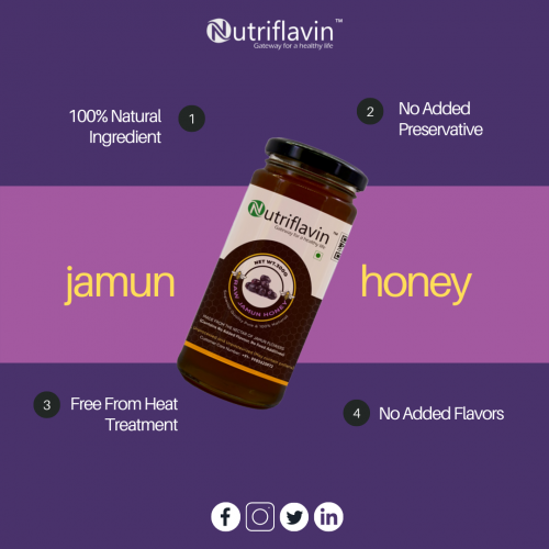 Jamun is good at reducing blood sugar levels, also promotes good digestion and helps with heart and liver problems. Nutriflavin brings you all the goodness of Jamun in honey, our Jamun honey is 100% natural, free from any type of preservative, and has no added flavors. Buy now: https://nutriflavin.com/product/jamun-honey/